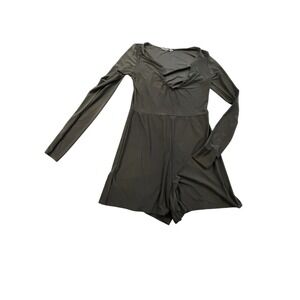 Nasty Gal Jumper Romper Women Size 6 Black Long Sleeve Shorts One Piece‎ USA EUC